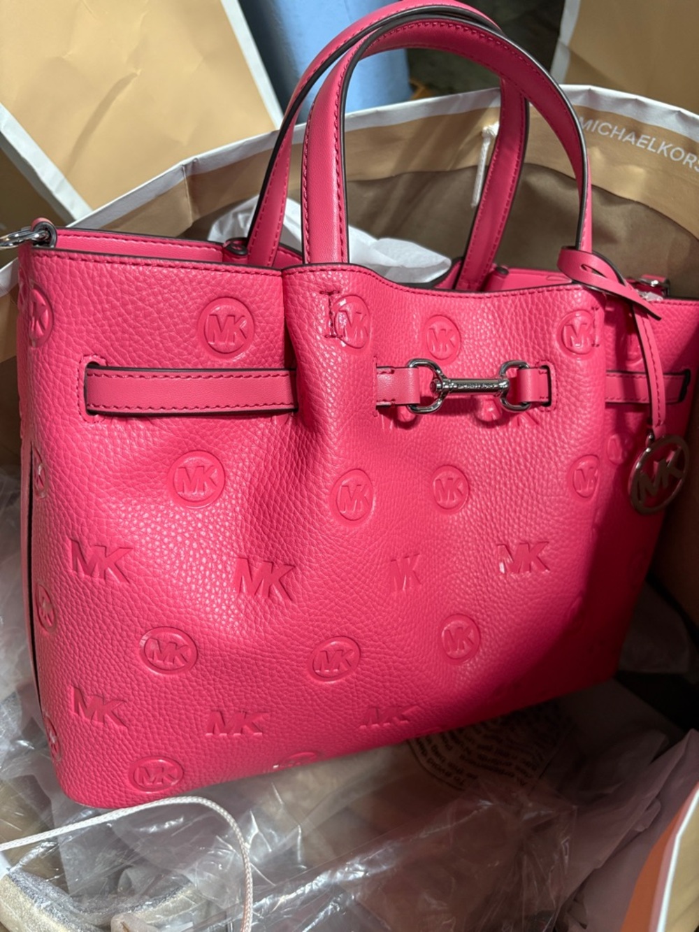 Carson Medium Logo Debossed Satchel